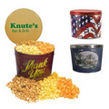 Green Three Way Two Gallon Popcorn Tin w/ Caramel, Butter & Cheese Flavors